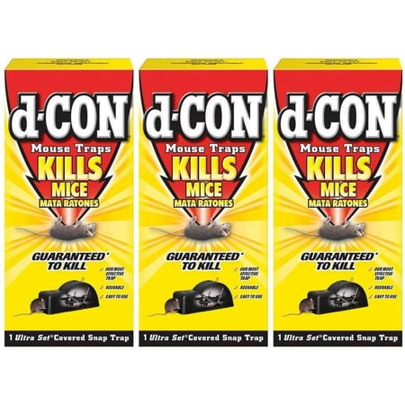 d-CON Reusable Ultra Set Covered Mouse Snap Trap, Pack of 3