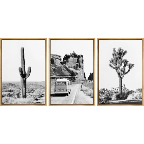 d Canvas Print Wall Art Set Joshua Tree Desert Landscape Road Trip Texas Nature Wilderness Photography Modern Art Decorative Minimalist Floral Botanical for Bedroom - 24"x36"x3 Natural