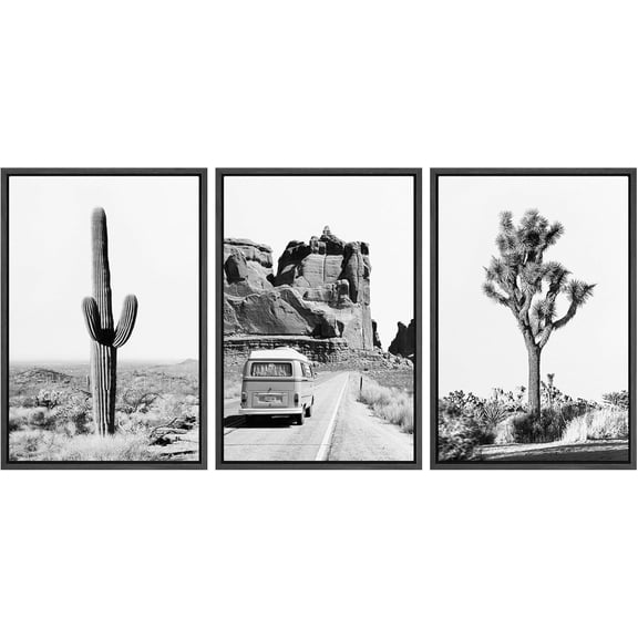 d Canvas Print Wall Art Set Joshua Tree Desert Landscape Road Trip Texas Nature Wilderness Photography Modern Art Decorative Minimalist Floral Botanical for Bedroom - 24"x36"x3 Natural