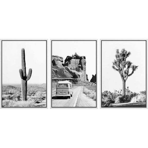 d Canvas Print Wall Art Set Joshua Tree Desert Landscape Road Trip Texas Nature Wilderness Photography Modern Art Decorative Minimalist Floral Botanical for Bedroom - 24"x36"x3 Natural