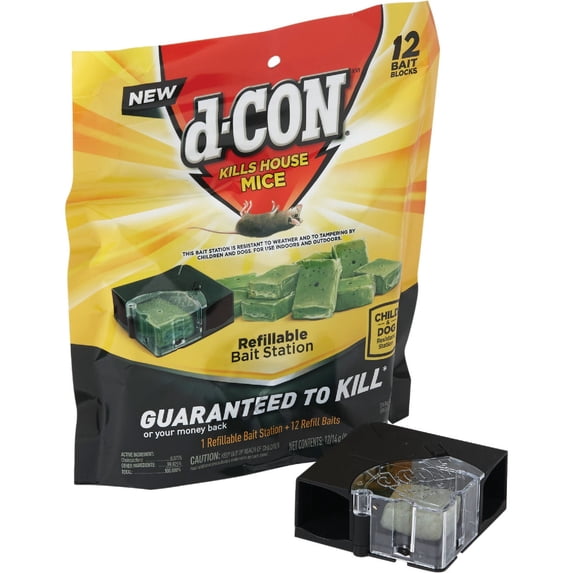 d-Con Corner Fit Mouse Poison Bait Station With 1 Station And 12 Refill Baits