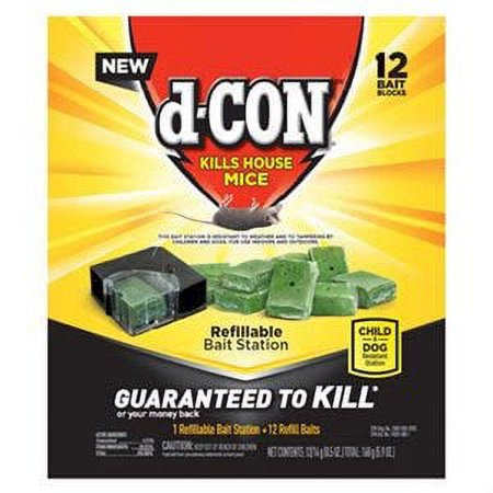 d Con Refillable Mice Bait Station with 12 Refills 1 Pack