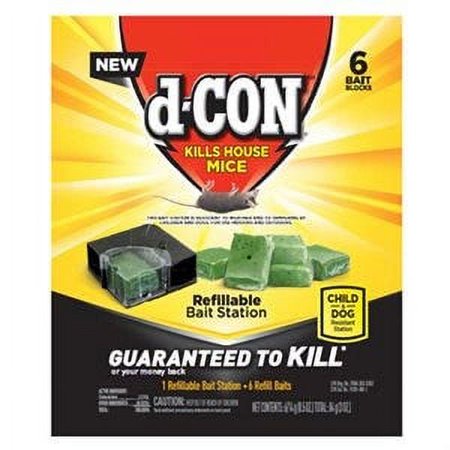 d Con Refillable Mice Bait Station with 6 Refills 1 Pack