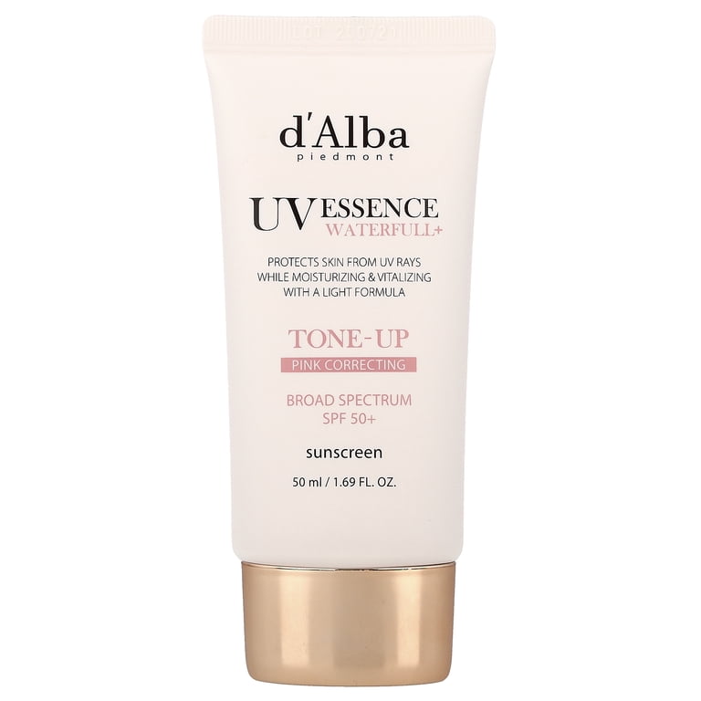新品 d'Alba UV ESSENCE WATERFUL SUN CREAM d'Alba UV Essence Waterfull+ Sunscreen, Tone-Up Pink Correcting