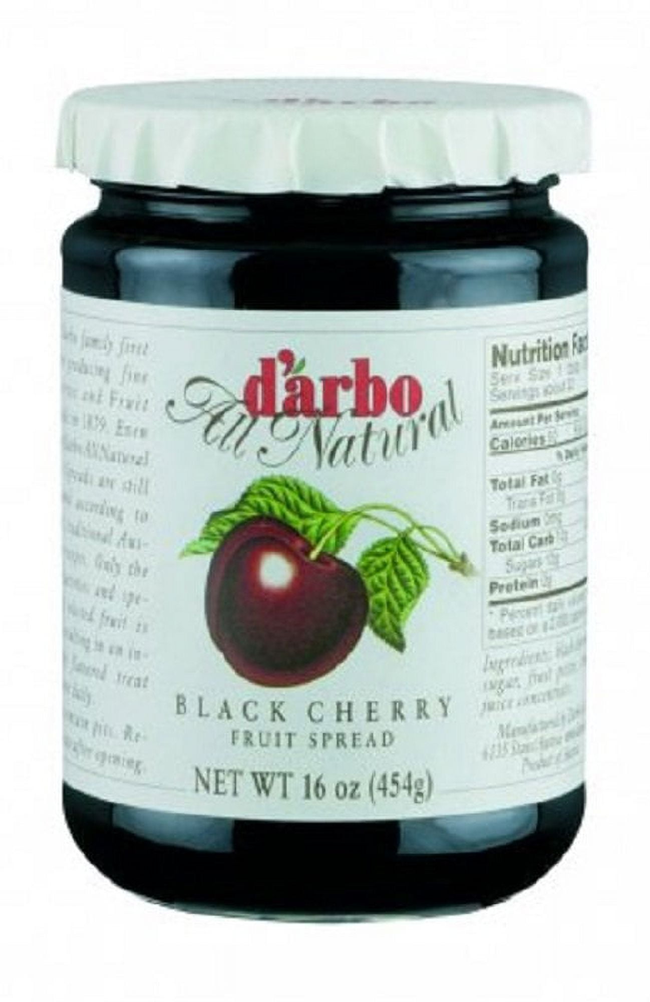 d'arbo All Natural Black Cherry Fruit Spread, 16 Ounce