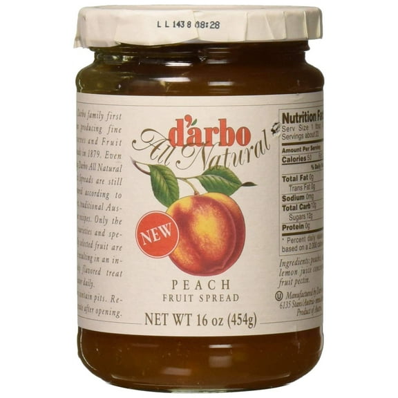 d'arbo All Natural Peach Fruit Spread, 16 Ounce