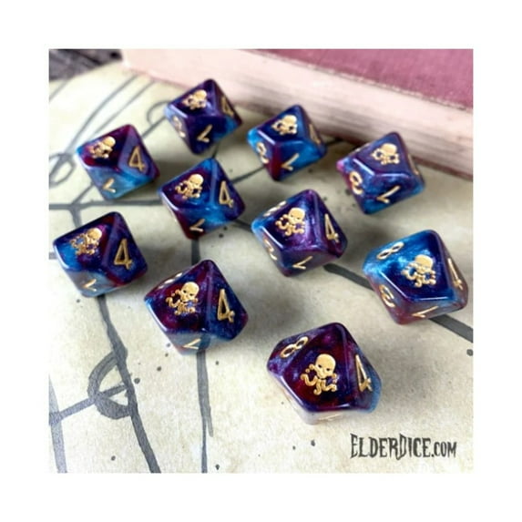 d10 Tube - Seal of Yog, Blue & Purple w/Gold (10) New