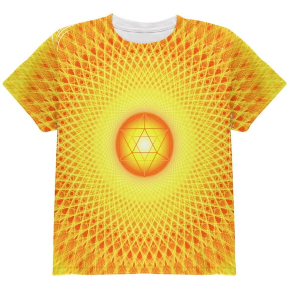 d20 Icosahedron Fire Mandala All Over Youth T Shirt Multi YSM