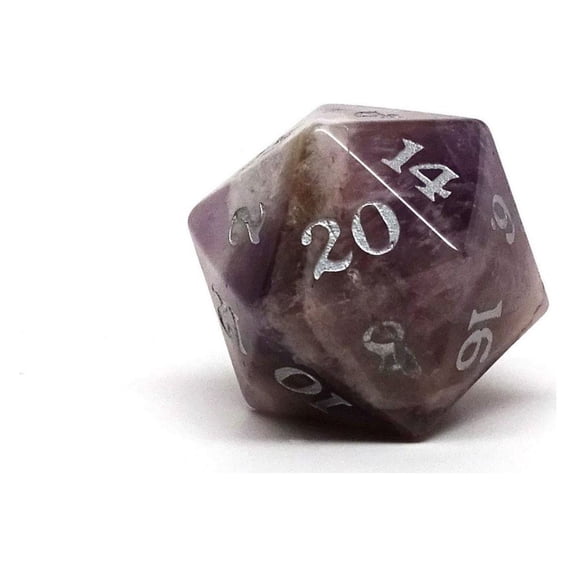 Easy Roller Dice d20 Signature Font - Amethyst w/Silver New