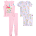 thumbnail image 1 of dELiA*s Girl's Snug Fit Pajama Set - 4 Piece Yummy Ribbed Short Sleeve Sleep Shirt, Jogger Pants, Tank Top, and Shorts (4-12), 1 of 7