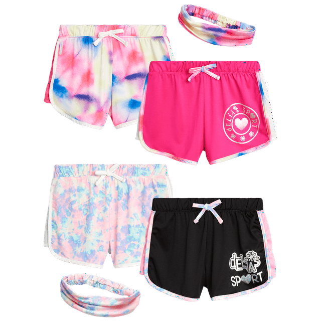 dELiA*s Girls' Active Shorts 4 Pack Athletic Gym Dolphin Running