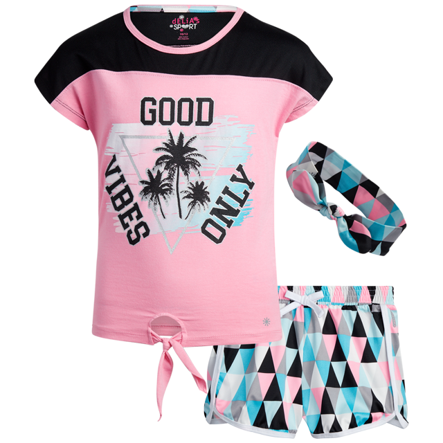 dELiA*s Girls' Active Shorts Set 2Piece Shirt and Gym Shorts with