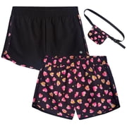 dELiA*s Girls Athletic Shorts Breathable Running Dolphin Shorts with Waist Bag 2 Pack