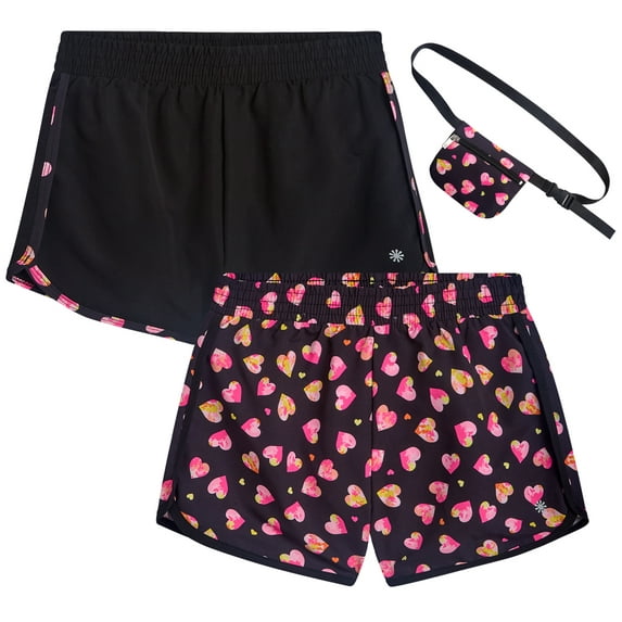 dELiA*s Girls Athletic Shorts - 2 Pack Running Dophin Shorts for Girls with Fanny Pack (Sizes: 7-16)