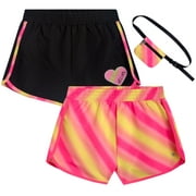 DELIA*S Girls Athletic Shorts - 2 Pack Running Dophin Shorts for Girls with Fanny Pack (Sizes: 7-16)