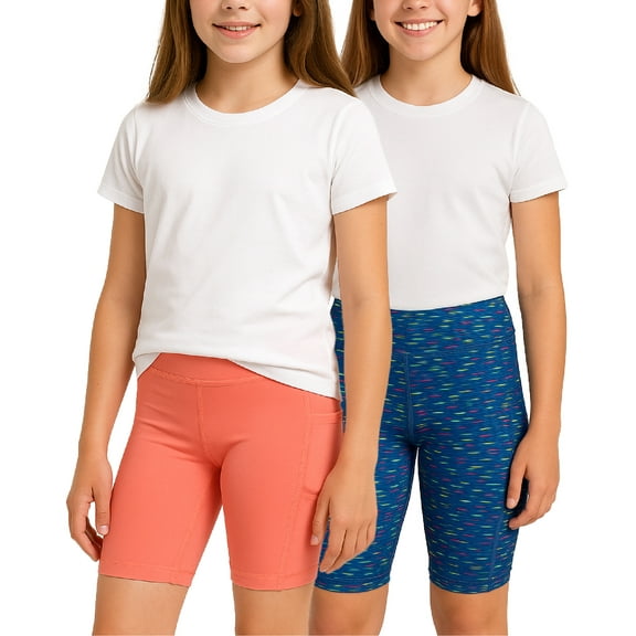 dELiA*s Girls' Biker Shorts - 2 Pack Breathable Stretch Athletic Dance Shorts for Girls, Yoga Running and Activewear Shorts