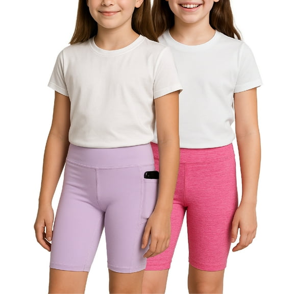 dELiA*s Girls' Biker Shorts - 2 Pack Breathable Stretch Athletic Dance Shorts for Girls, Yoga Running and Activewear Shorts