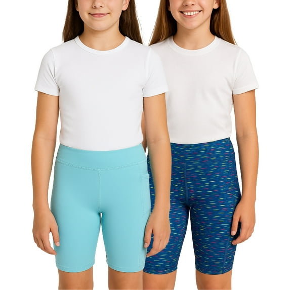 dELiA*s Girls' Biker Shorts - 2 Pack Breathable Stretch Athletic Dance Shorts for Girls, Yoga Running and Activewear Shorts