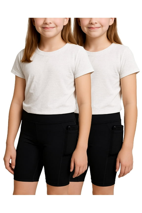 Girls' Biker Shorts - 2 Pack Breathable Stretch Athletic Dance Shorts for Girls, Yoga Running and Activewear Shorts