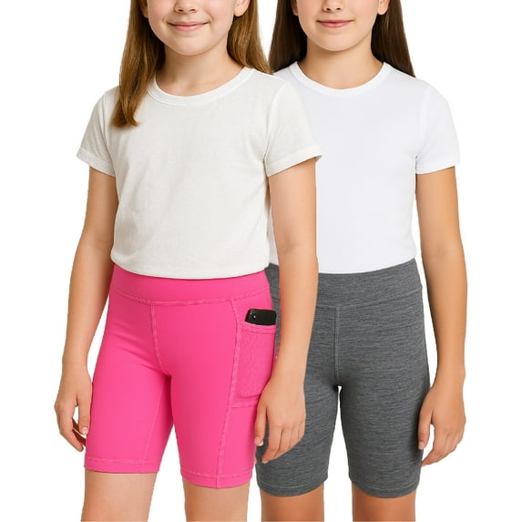 dELiA*s Girls' Biker Shorts - 2 Pack Breathable Stretch Athletic Dance Shorts for Girls, Yoga Running and Activewear Shorts