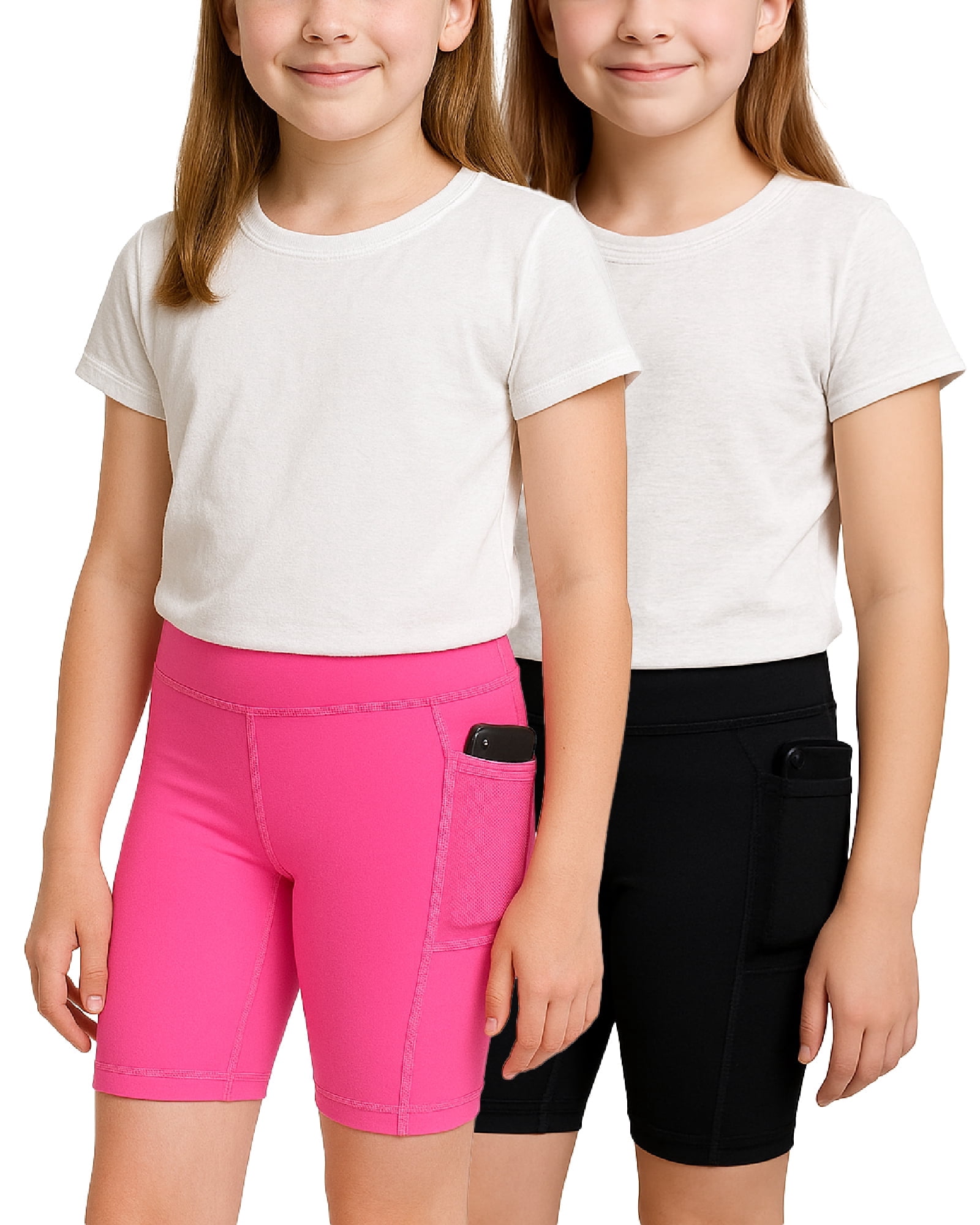 Girls' Biker Shorts - 2 Pack Breathable Stretch Athletic Dance Shorts for Girls, Yoga Running and Activewear Shorts