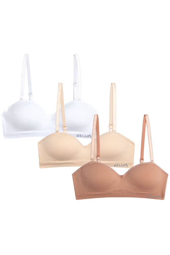 Girls Bras - 3 Pack Seamless Padded Bras for Teens with Removable Straps