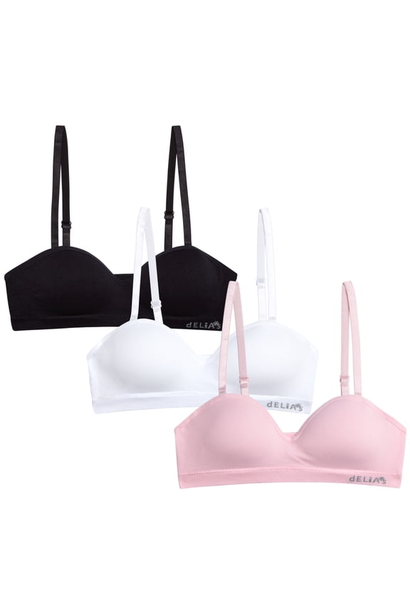 Girls Bras - 3 Pack Seamless Padded Bras for Teens with Removable Straps