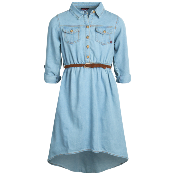 dELiA*s Girls' Denim Dress Belted Denim Jean Dress Casual Dress for