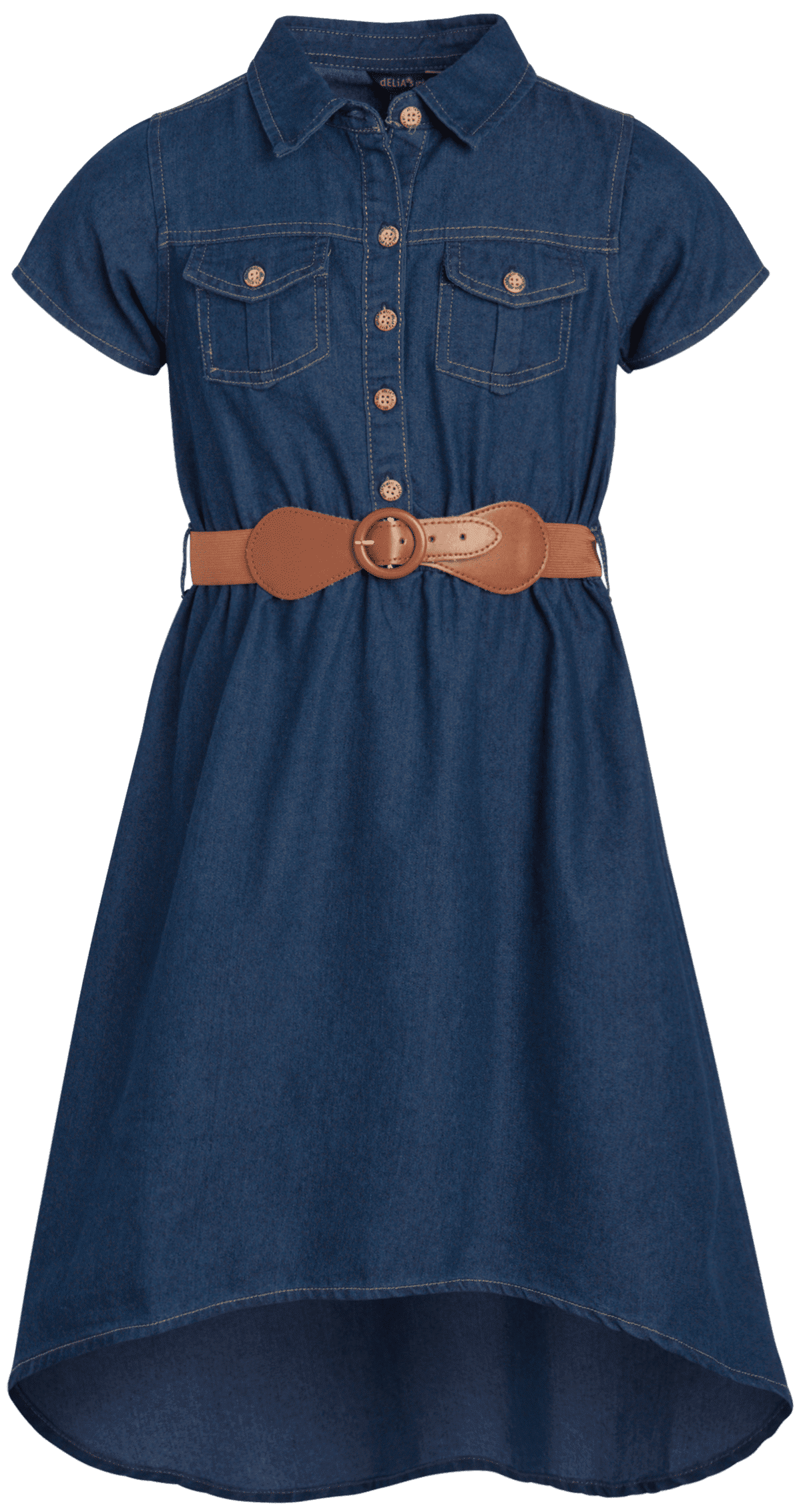 dELiA*s Girls' Denim Dress Belted Denim Jean Dress Casual Dress for