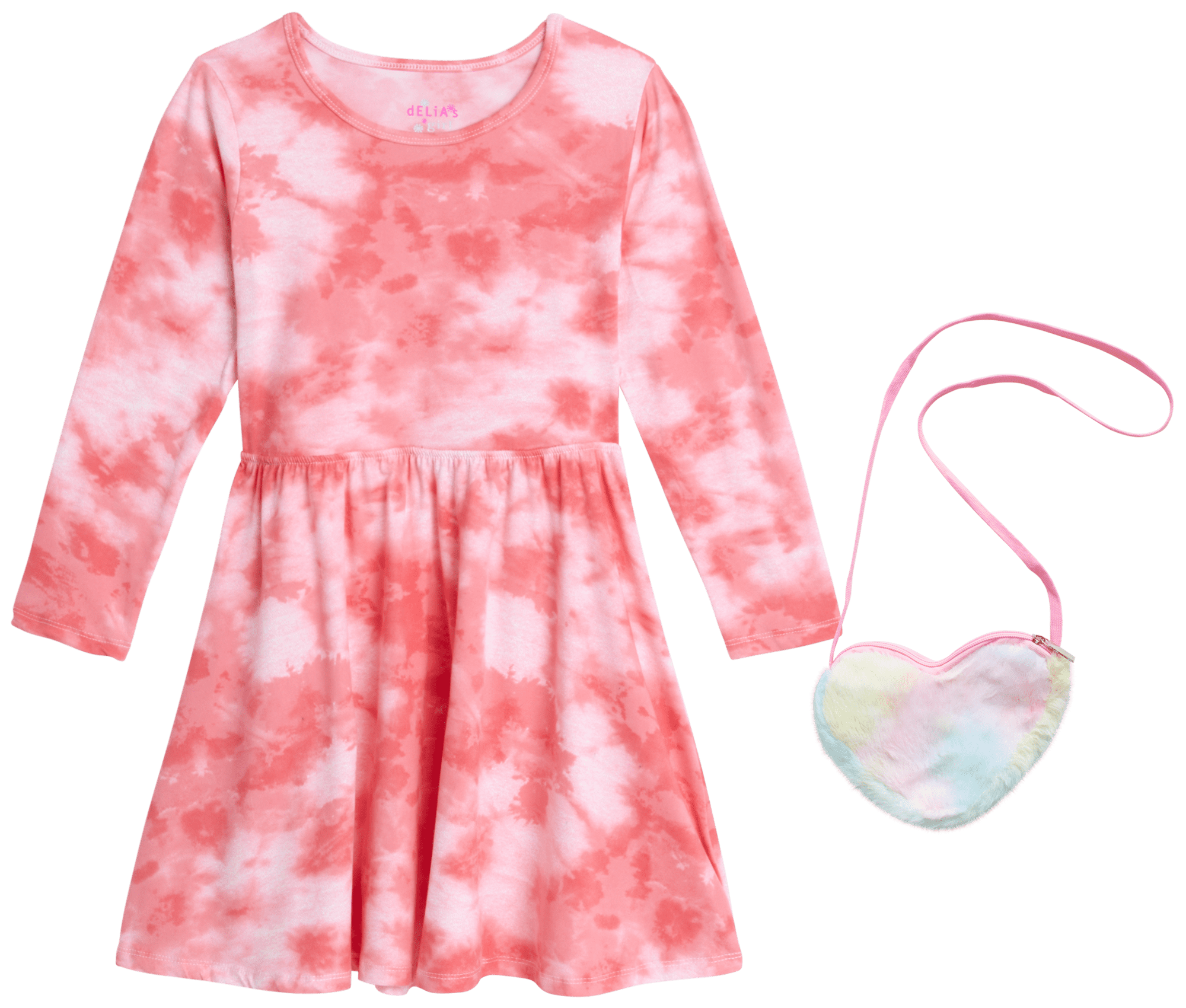 dELiA*s Girls' Dress Super Soft Casual Long Sleeve Dress with Purse