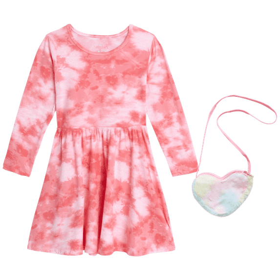 dELiA*s Girls Dress Super Soft Casual Long Sleeve Cute Dress for Girls with Purse Bag