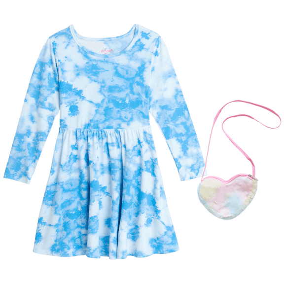 dELiA*s Girls Dress Super Soft Casual Long Sleeve Cute Dress for Girls with Purse Bag