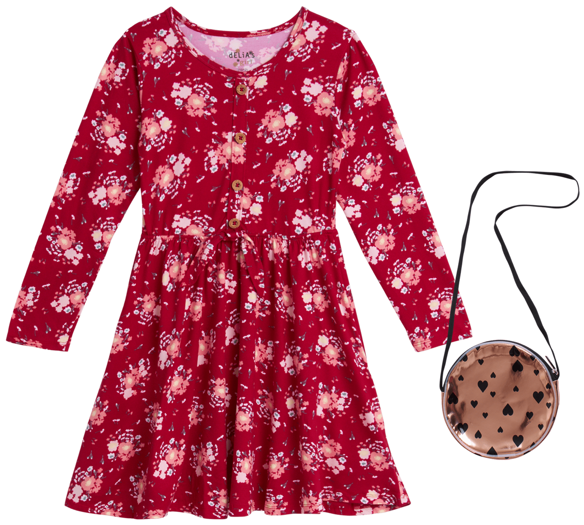 dELiA*s Girls' Dress Super Soft Casual Long Sleeve Dress with Purse