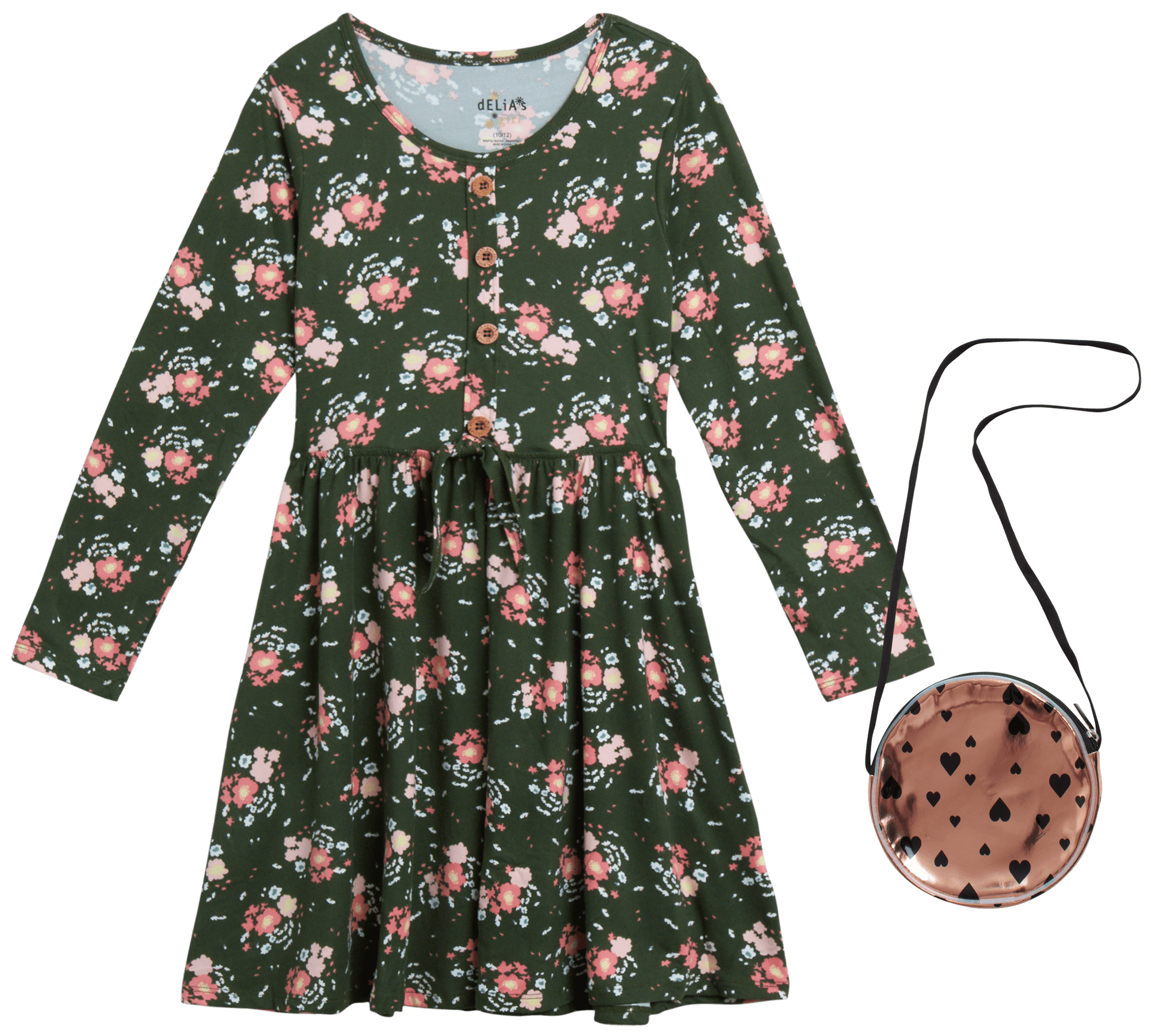dELiA*s Girls' Dress Super Soft Casual Long Sleeve Dress with Purse
