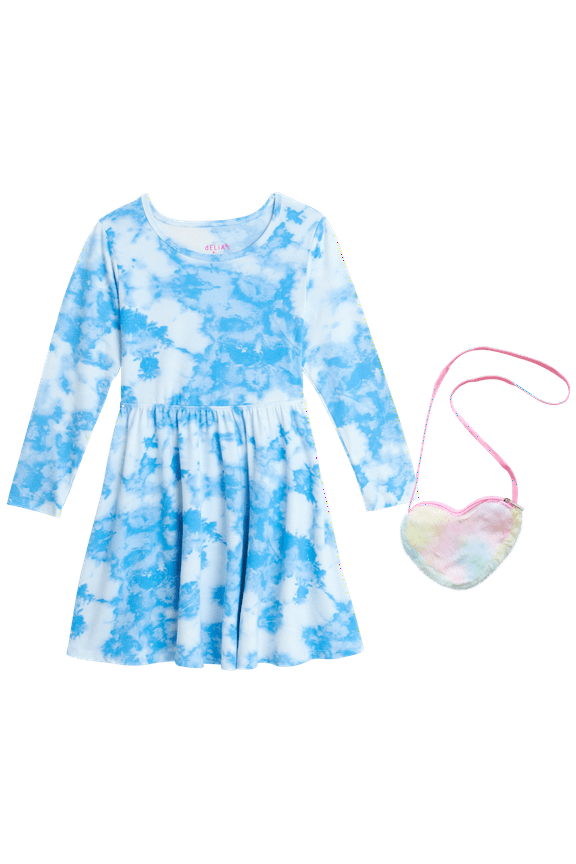 Girls' Dress - Super Soft Casual Long Sleeve Dress with Purse (7-16)