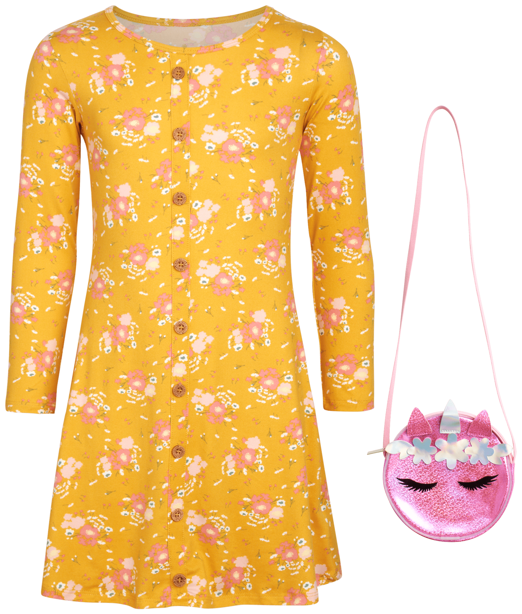 dELiA*s Girls' Dress Super Soft Casual Long Sleeve Dress with Purse