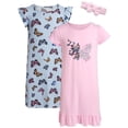 thumbnail image 1 of dELiA*s Girls Nightgowns Ruffle Trim Short Sleeve Pajama Sleep Dress with Hair Scrunchie 2 Pack, 1 of 7