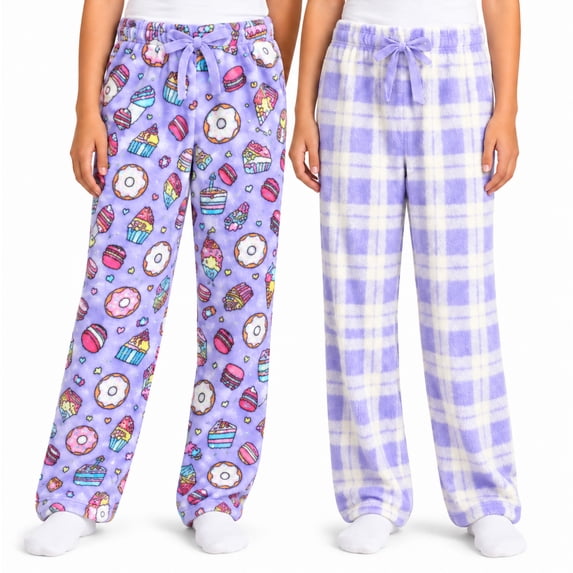dELiA*s Girls Pajama Pants Cute Pattern Fleece Plaid Girls Pajamas Sleepwear 2 Pack