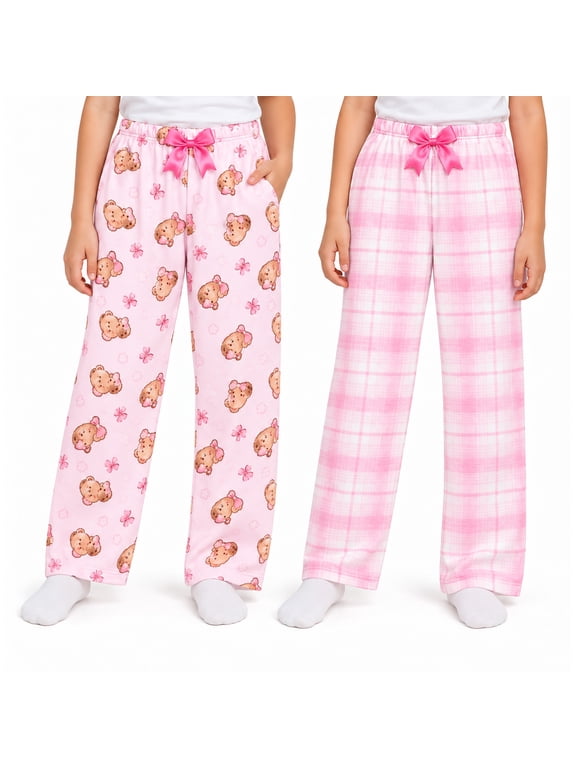 Girls Pajama Pants Soft Cozy Pajama Bottoms Sleepwear 2 Pack