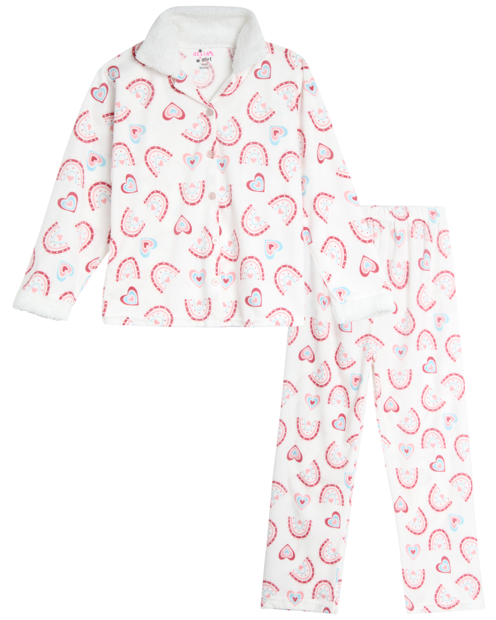 DELiA s Girls Pajama Set 2 Piece Flannel Sleep Shirt With Sherpa delia-s-girls-pajama-set-2-piece-flannel-sleep-shirt-with-sherpa
