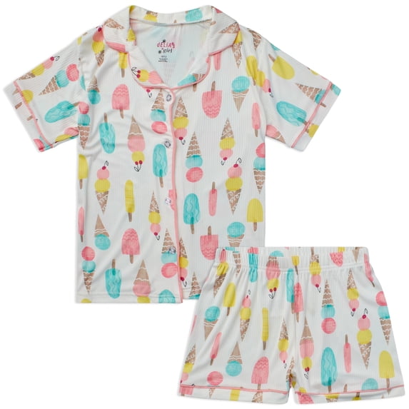 dELiA*s Girls Pajamas Set - 2 Piece Button Down Shirt and Pajama Shorts Cute Pajamas for Girls (4-16)