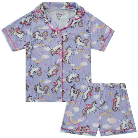 dELiA*s Girls Pajamas Set - 2 Piece Button Down Shirt and Pajama Shorts Cute Pajamas for Girls (4-16)