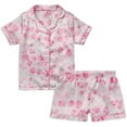 thumbnail image 1 of dELiA*s Girls' Pajama Set - 2 Piece Silky Soft Satin Button Down Sleep Shirt and Pajama Shorts (Sizes: 4-16), 1 of 7