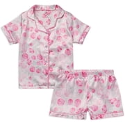 dELiA*s Girls Pajama Set - 2 Piece Silky Soft Satin Button Down Sleep Shirt and Pajama Shorts Sizes 4-16