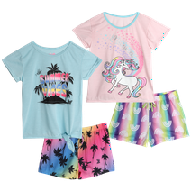 dELiA*s Girls' Pajama Set - 4 Piece Sleep Shirt and Lounge Shorts - Sleepwear for Girls (7-16)