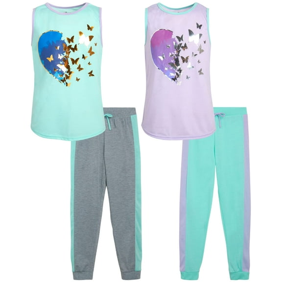 dELiA*s Girls' Pajama Set - 4 Piece Sleepwear Top and Pajama Pants (Size: 5-16)