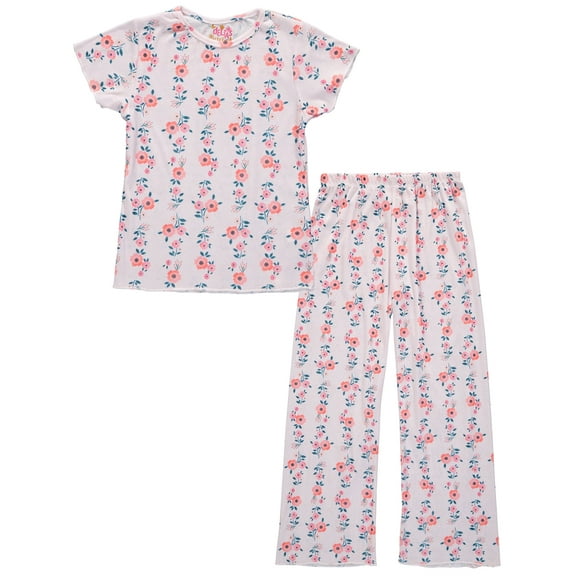 dELiA*s Girls' Pajamas - 2 Piece Snug Fit Pointelle Floral Bow Pajamas Set for Girls (Sizes: 4-16)