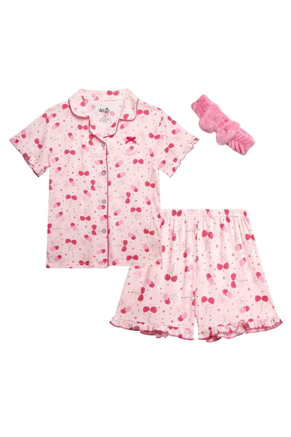Girls Pajamas Set Cozy Soft Button Down Sleep Shirt and Pajama Shorts for Girls 2 Piece