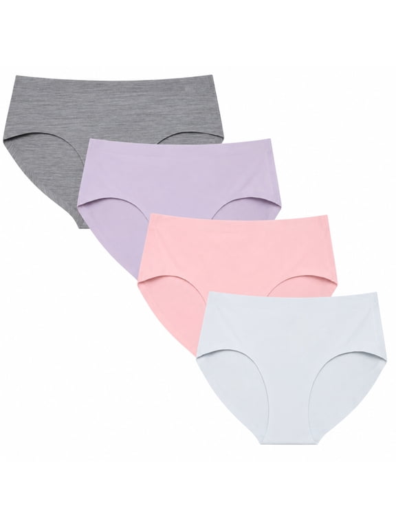 Girls Seamless Underwear Soft Stretch Bikini Panties for Girls and Teens 4 Pack