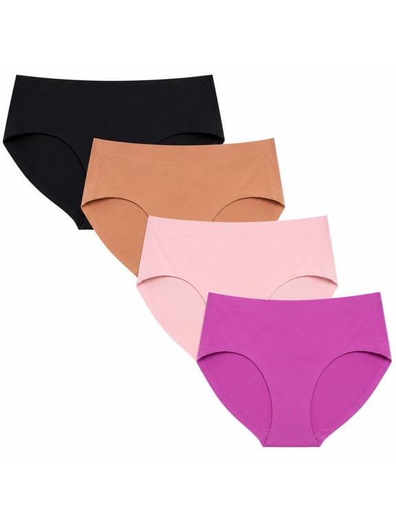 Girls Seamless Underwear Soft Stretch Bikini Panties for Girls and Teens 4 Pack